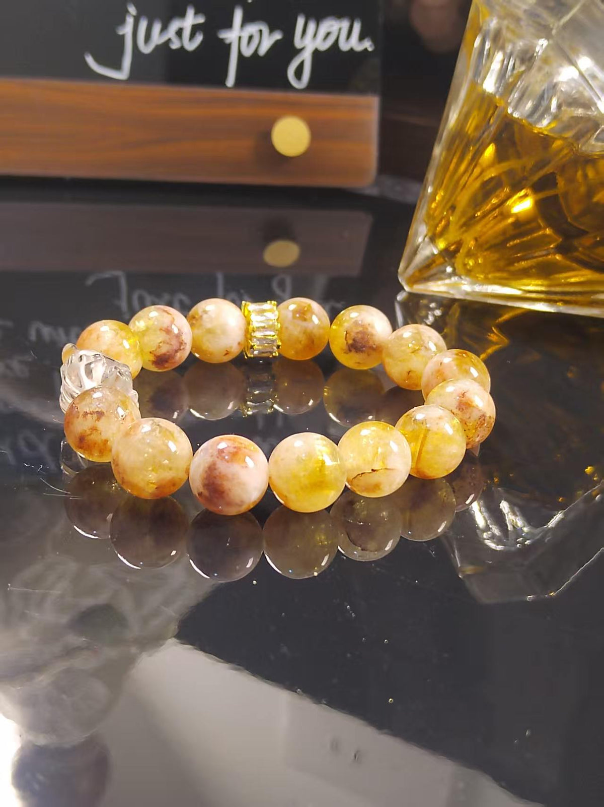 Natural Milky Citrine Beaded Bracelet, Clear Quartz Pixiu Charm, Healing Crystal Jewelry for Abundance & Good Luck