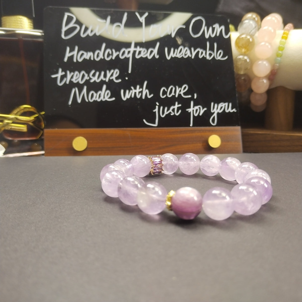 Purple Crystal Beaded Bracelet for Women, Lavender Amethyst Style Gemstone Bracelet, Elegant Healing Crystal Jewelry, Boho Stackable Bracelet, Birthday Gift for Her