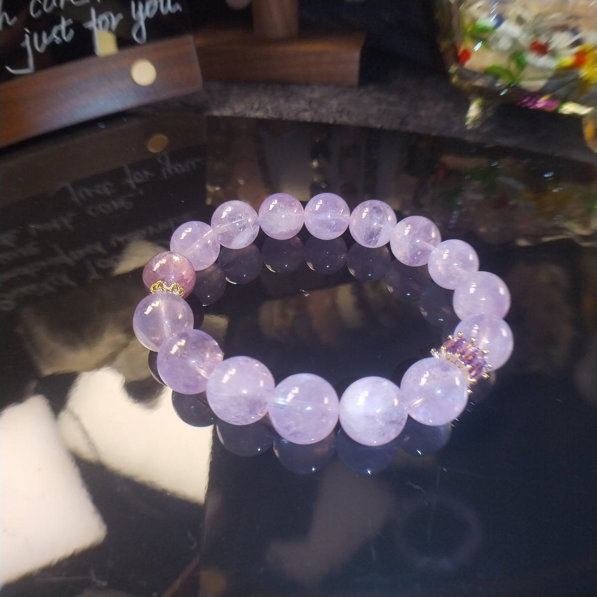 Purple Crystal Beaded Bracelet for Women, Lavender Amethyst Style Gemstone Bracelet, Elegant Healing Crystal Jewelry, Boho Stackable Bracelet, Birthday Gift for Her