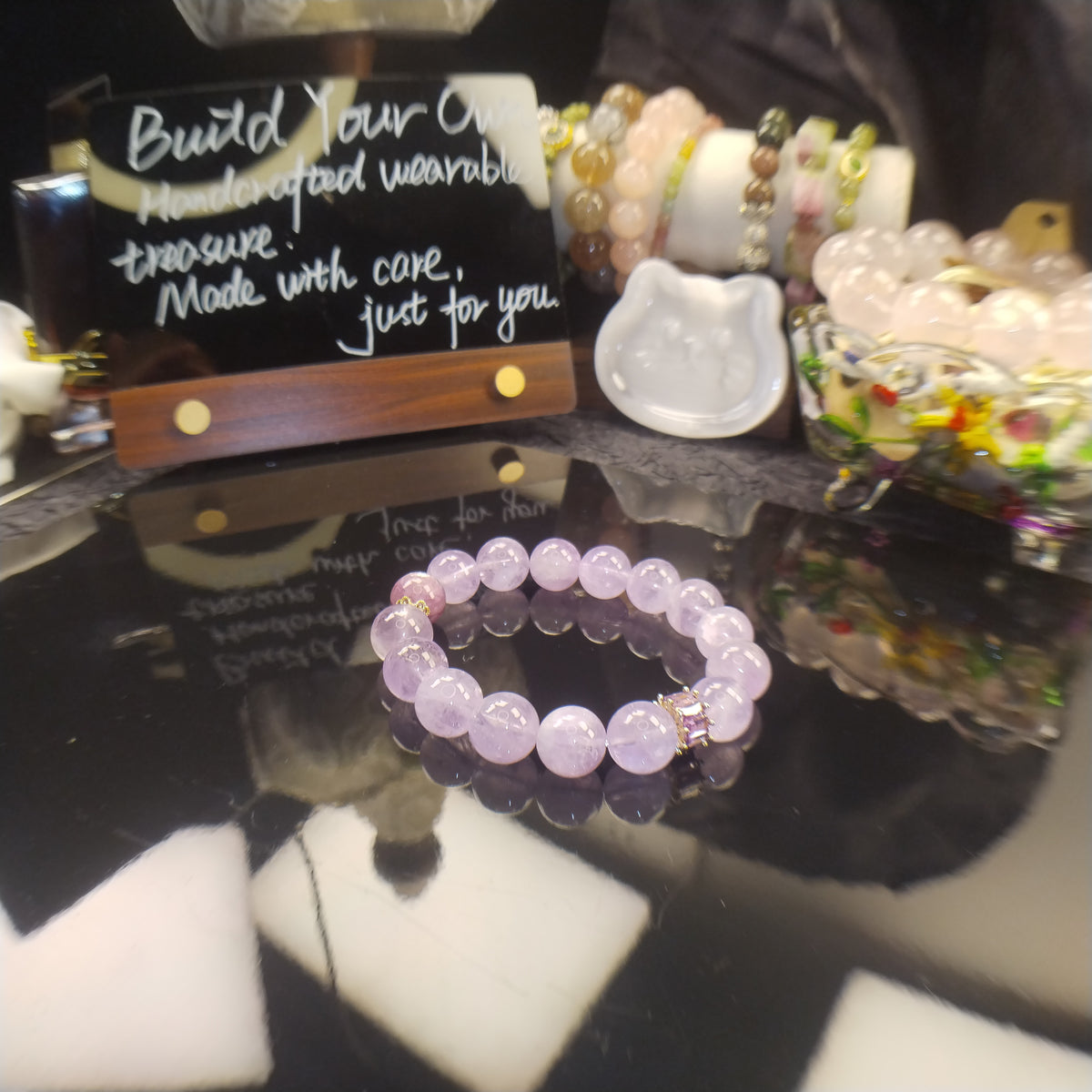 Purple Crystal Beaded Bracelet for Women, Lavender Amethyst Style Gemstone Bracelet, Elegant Healing Crystal Jewelry, Boho Stackable Bracelet, Birthday Gift for Her