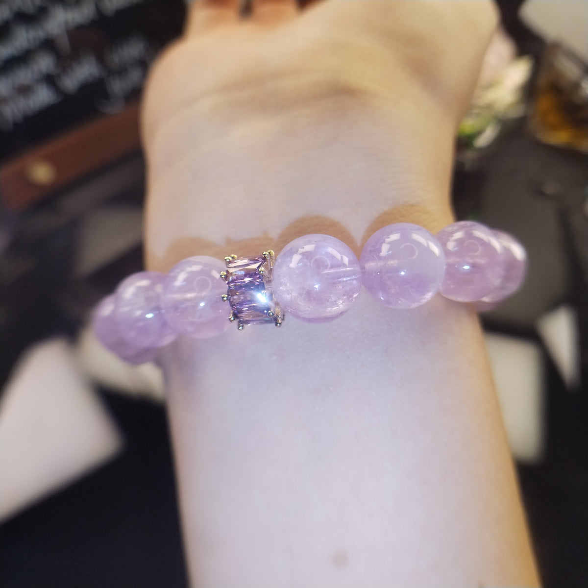 Purple Crystal Beaded Bracelet for Women, Lavender Amethyst Style Gemstone Bracelet, Elegant Healing Crystal Jewelry, Boho Stackable Bracelet, Birthday Gift for Her