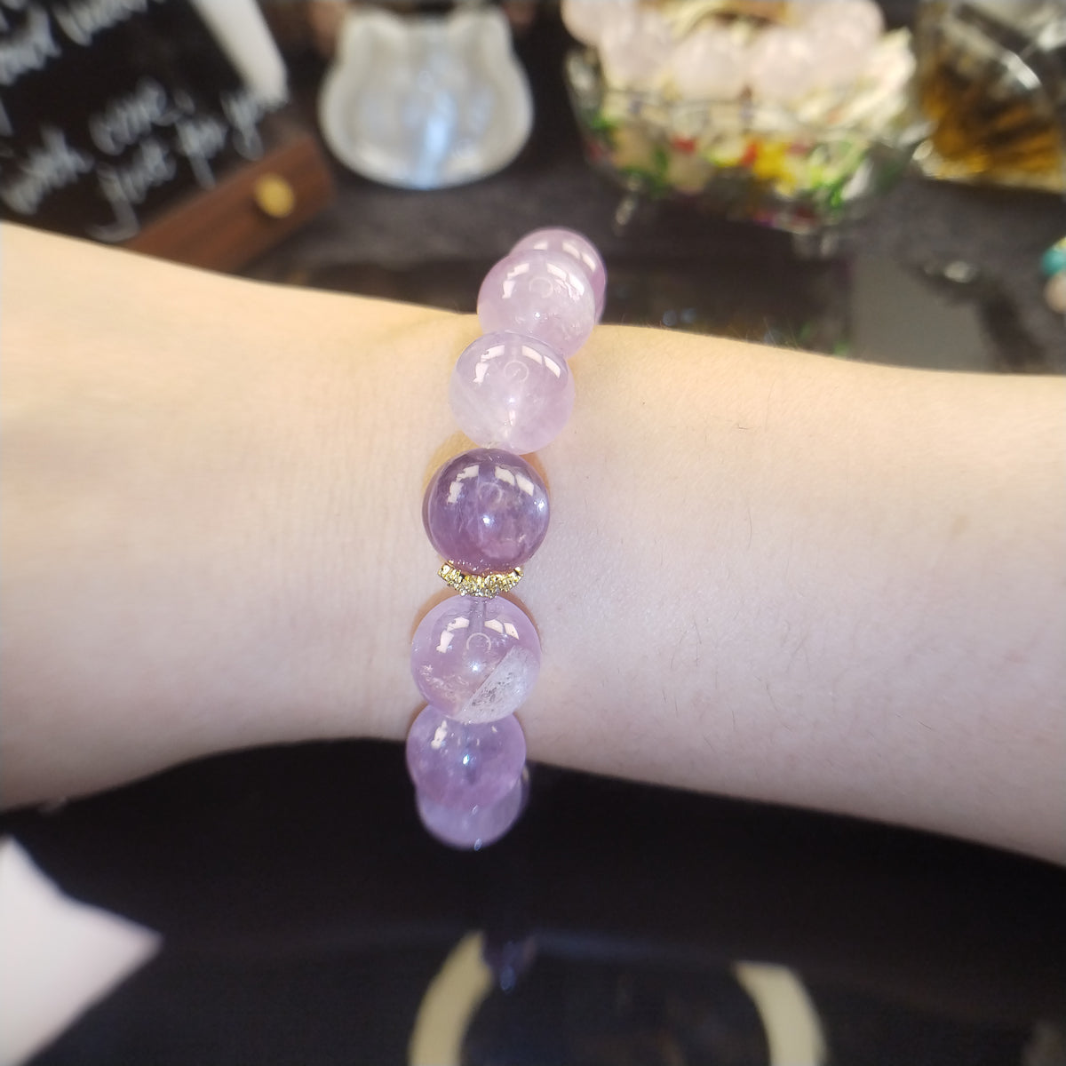 Purple Crystal Beaded Bracelet for Women, Lavender Amethyst Style Gemstone Bracelet, Elegant Healing Crystal Jewelry, Boho Stackable Bracelet, Birthday Gift for Her