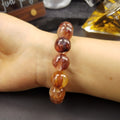 Natural Red Phantom Quartz Bracelet, Red Amphibole Quartz Fire Quartz Beaded Bracelet, Root Chakra Grounding & Protection Healing Crystal Bracelet, Unisex Crystal Gift